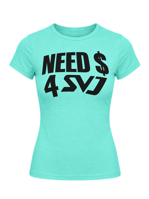 Need $ 4 SVJ teal fitted tee — transparent product view
