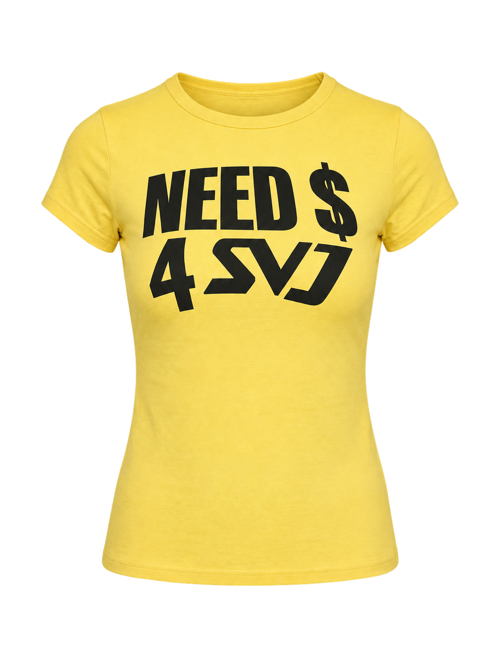 Need $ 4 SVJ yellow fitted tee — transparent product view