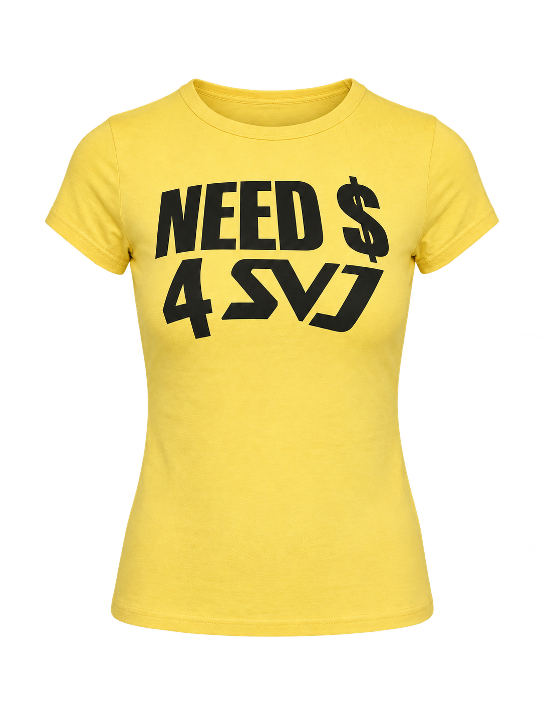 Need $ 4 SVJ yellow fitted tee — transparent product view